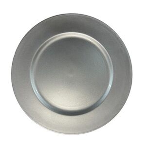 Set of 10 13” Silver Plastic Charger Plates for Table Setting